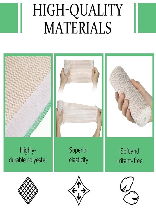 ميناتي ضمادات ميناتي المرنة (عبوة من 6 ضمادات) بعرض 6 بوصات، ضمادات ضغط مرنة مزودة بأشرطة لاصقة في كلا الطرفين، توفر الدعم والإسعافات الأولية للإصابات الرياضية والالتواءات والتعافي الطبي. - Image 3